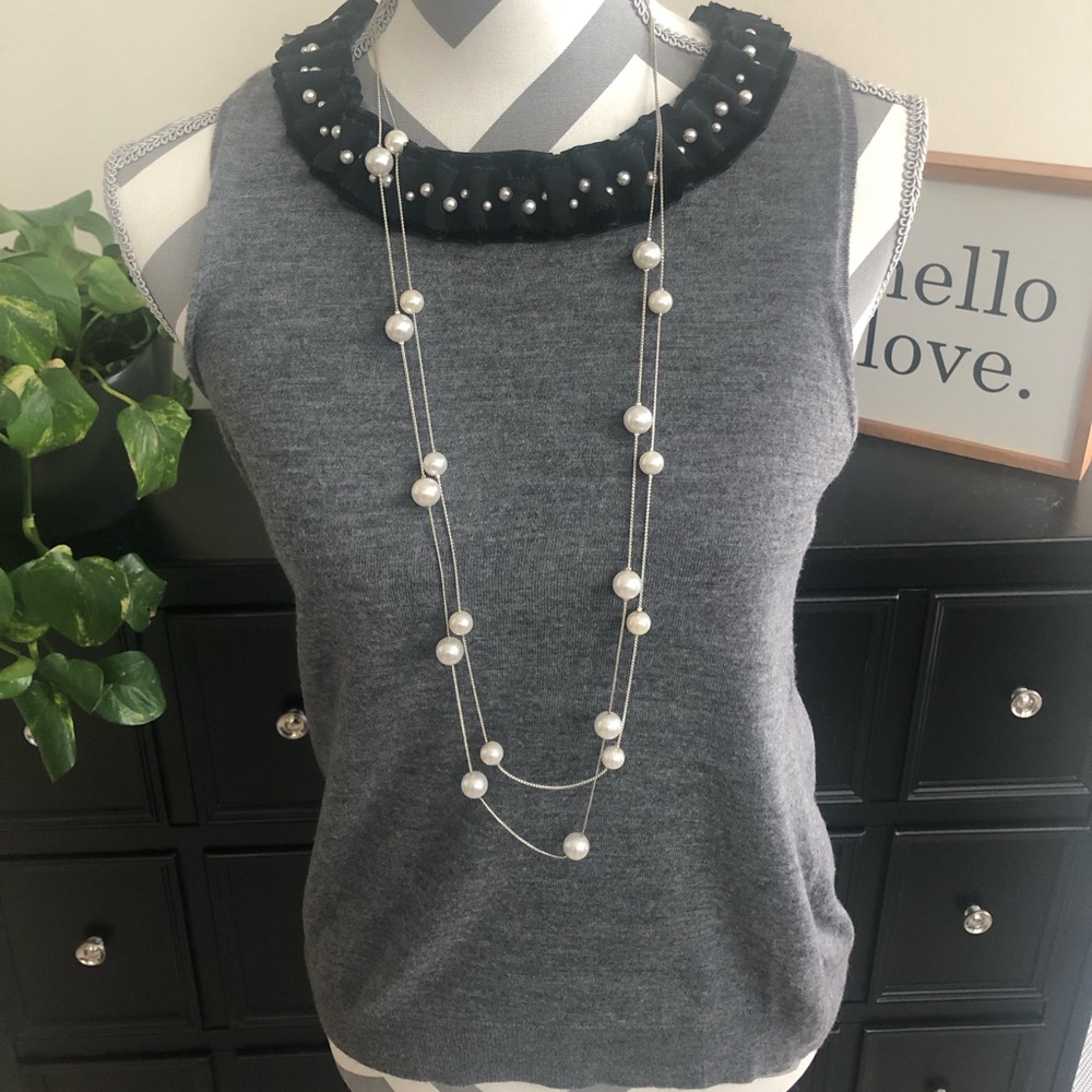 Sleeveless Sweater (Pearl Embellished)